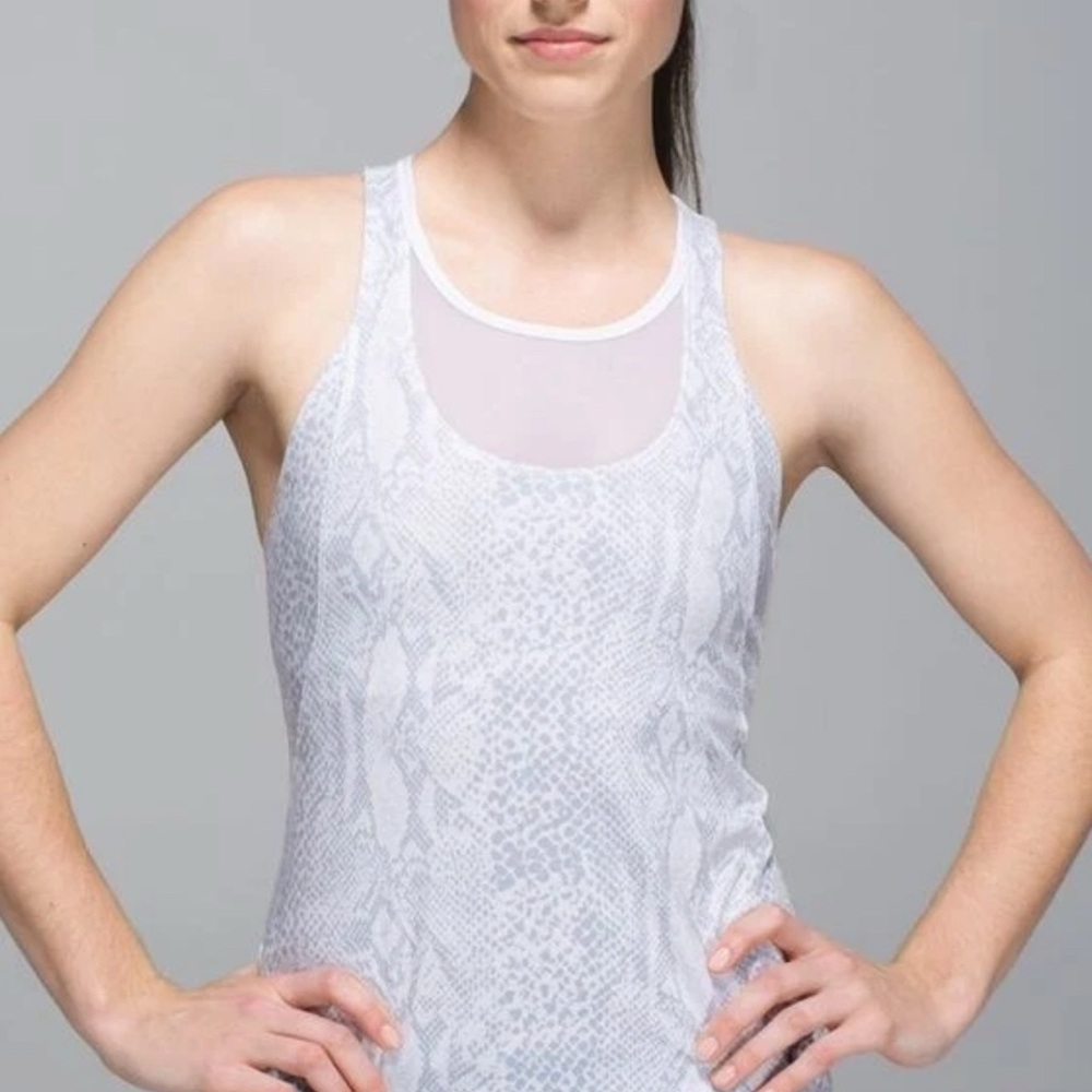 Lululemon snake print White and Gray Patterned Tank Top